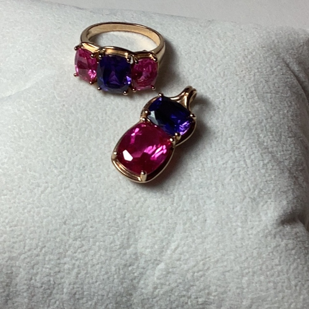 Technibond Violet and Purple Gemstone Bracelet and Ring and Pendant. - Picture 2 of 7